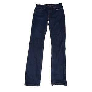 Nudie Jeans Co Thin Finn 34x34 Dark Blue Slim Fit Organic Denim Dry Ecru Embo